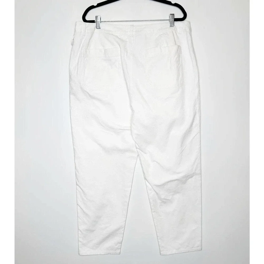 NEW Eileen Fisher Cotton Hemp Tapered Ankle Pants High Rise White Size 16